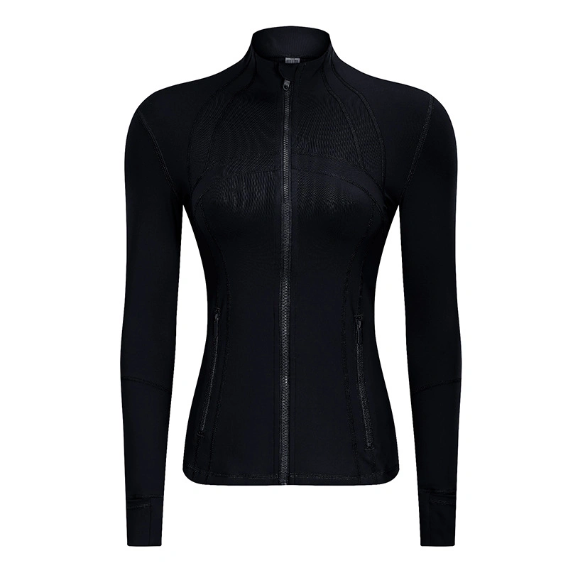 Winter New Jogging Fitness Jacket Women′s Slim Stretch Sports Jacket Zipper Running Long Sleeves