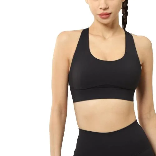 Gym Wear Womens U-Neck Hollow out Push up Cross Back Sports Bra Crop Yoga Top