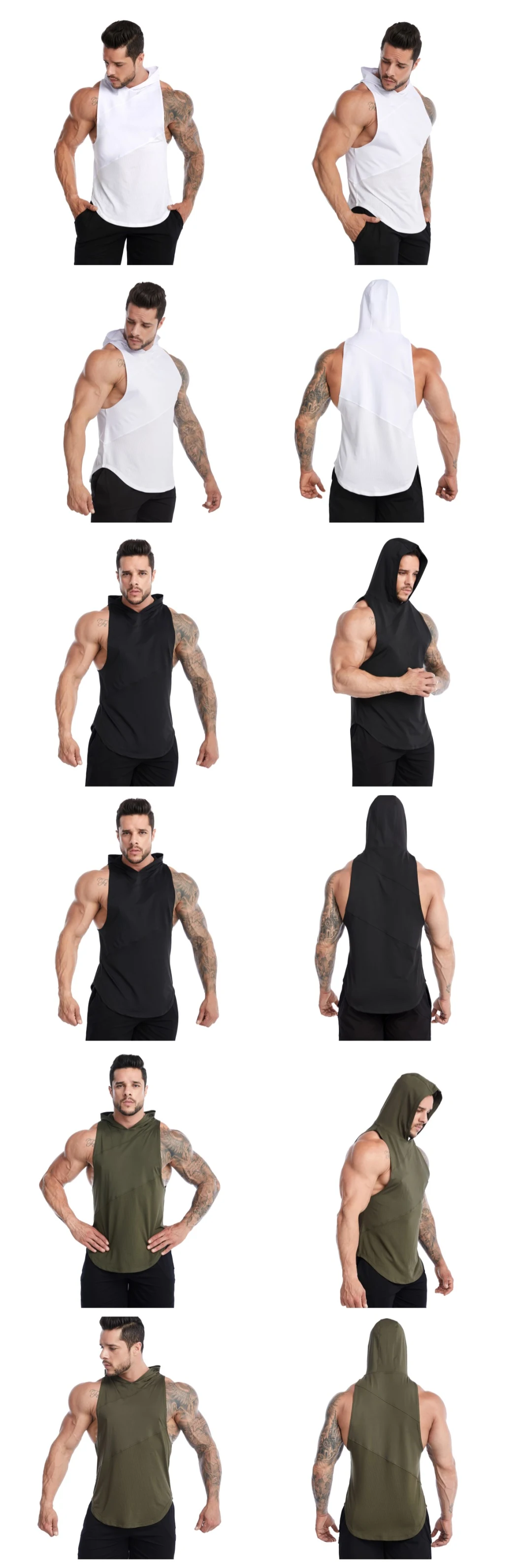 Custom Sublimation Print Plus Size Athletic Sports Basketball Acitivewear Muscle Hooded Tank Top Ropa Deportiva Men Gym Wear Fast Quick Dry Singlet Vest