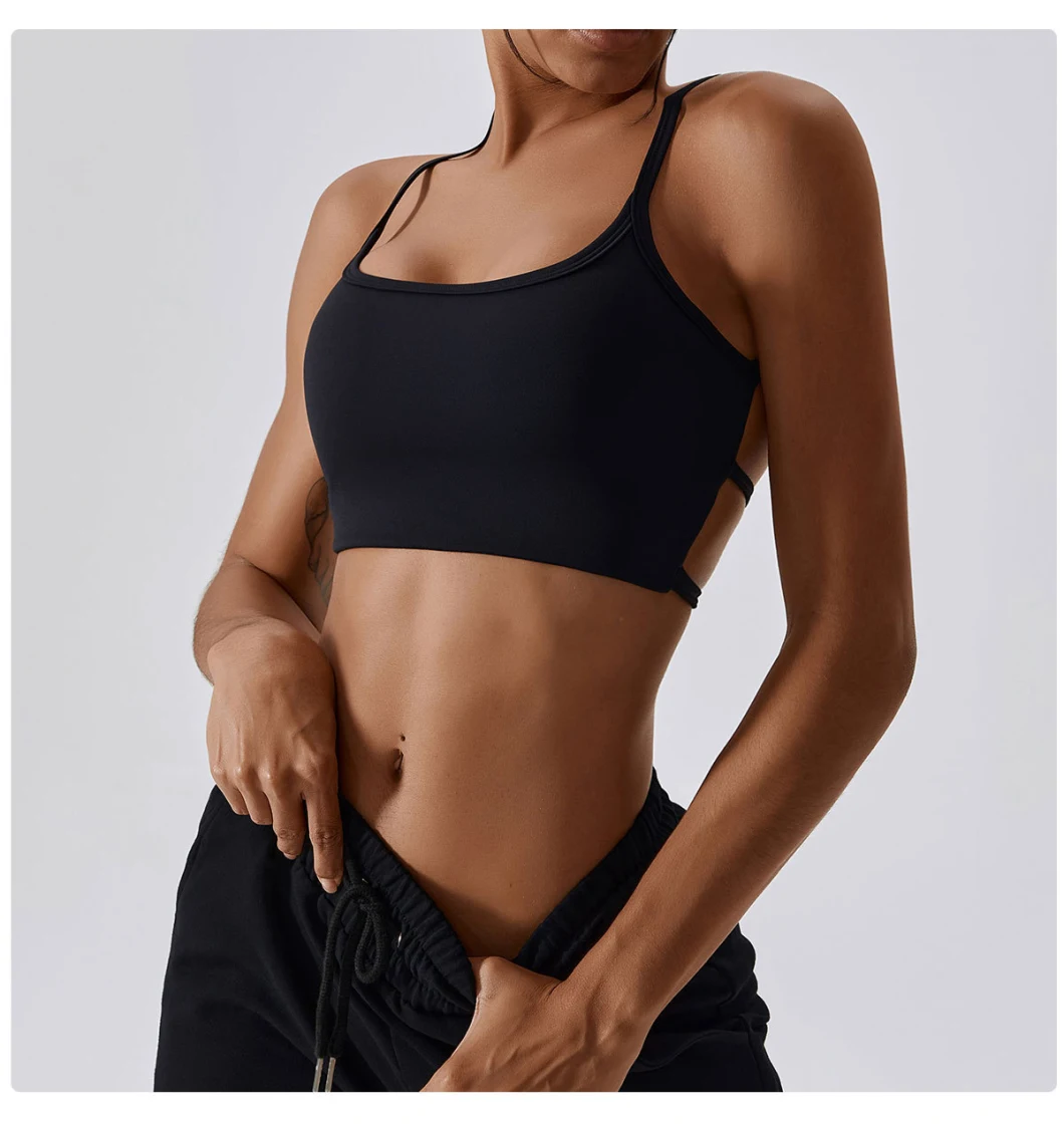 Wholesale Strappy Sports Bra for Women - Medium Support Crisscross Yoga Bra Padded Workout Running Tops