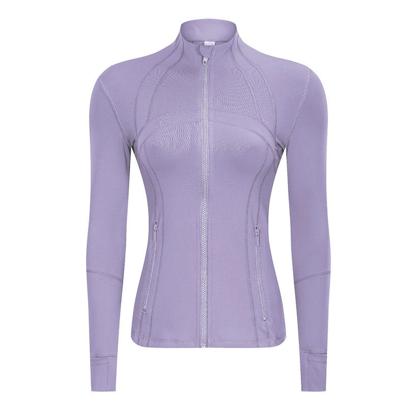 Winter New Jogging Fitness Jacket Women′s Slim Stretch Sports Jacket Zipper Running Long Sleeves