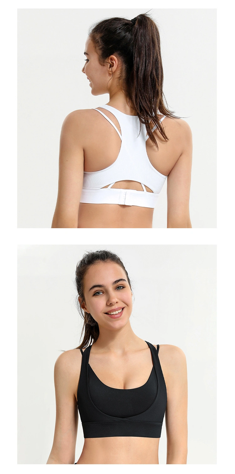 Wholesale Racer Back White Sublimated Sports Bra Custom Strappy Back Thin Strap Sports Bra