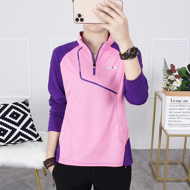 Outdoor Sports Color-Blocking Quick-Drying T-Shirt Women′s Long Sleeve