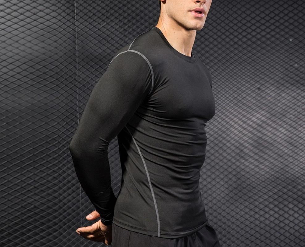 Men Compression Tops Running Gym Workout Sports Fitness Running Long Sleeves Dry-Fit Base Layer, Training Base Layer Thermal Long Sleeve Wbb14451