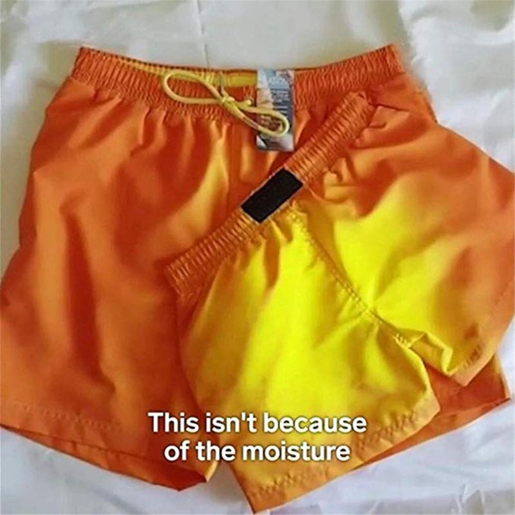 Unisex Beach Trunks Quick-Dry Swimming Trunks Three-Color Temperature-Sensitive Shorts Summer Home Boxers for Men and Women